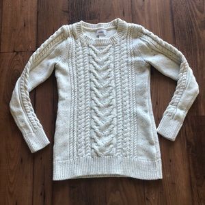 White cable knit sweater